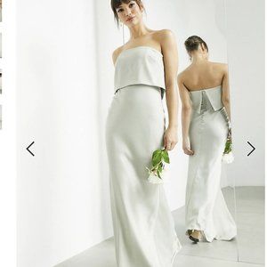 ASOS EDITION satin bandeau maxi dress in sage green